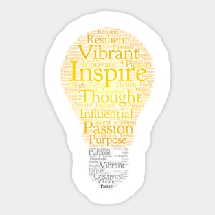 Inspire Light Bulb Word Cloud Orange Light Art Sticker